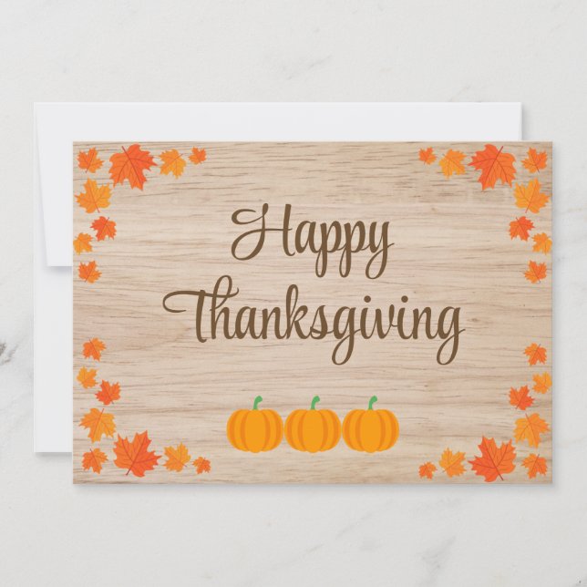 Happy thanksgiving med färgstarka Löv och pumpor Inbjudningar (Framsida)
