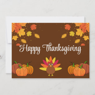 Happy thanksgiving med Löv, pumpor och Turkiet Inbjudningar