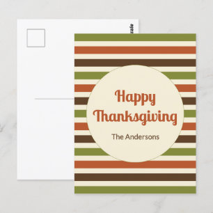 Happy thanksgiving med Namn Färg Rand Vykort