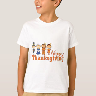 Happy thanksgiving med Pilgrim Native American T Shirt
