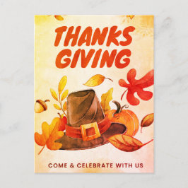 Happy thanksgiving med Pumpkin och Löv Fall Ho Helg Vykort