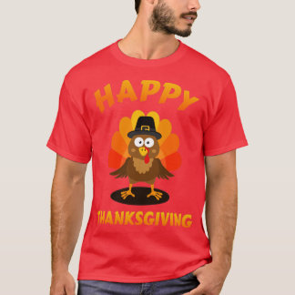 Happy thanksgiving med söt kalkon för helgdag t shirt