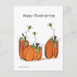 Happy thanksgiving med tre bivykort vykort