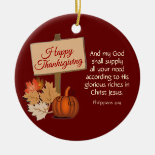 HAPPY THANKSGIVING min gud ska leverera BURGUNDY Julgransprydnad Keramik