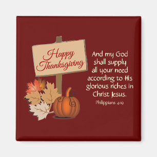 HAPPY THANKSGIVING Min Gud ska leverera BURGUNDY Magnet