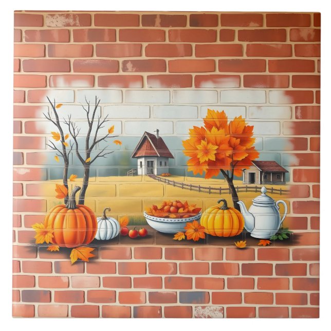 Happy thanksgiving Modern BeSnygg Fall Kakelplatta (Framsidan)