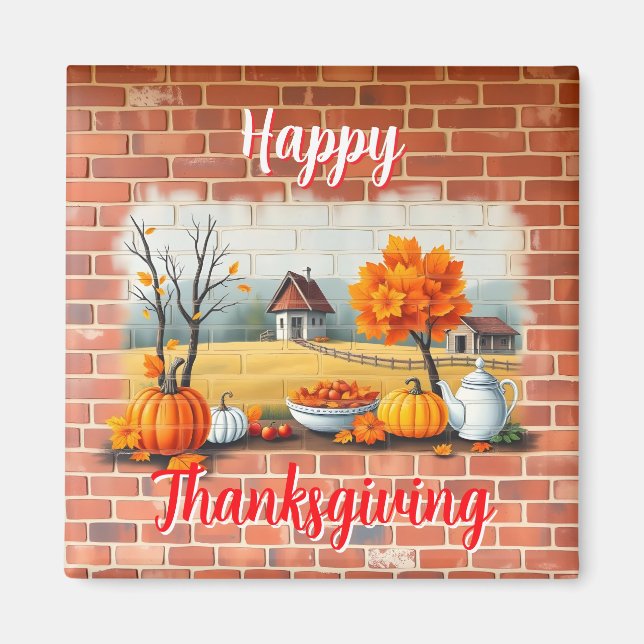 Happy thanksgiving Modern BeSnygg Fall Magnet (Framsidan)