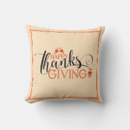 Happy thanksgiving Modern Black & Red Typography Kudde