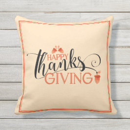 Happy thanksgiving Modern Black & Red Typography Kudde