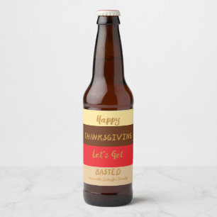 Happy thanksgiving, Modern Färg Block Ölflaska Etikett