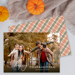 Happy thanksgiving Modern Script Fullt Photo Julkort