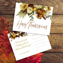 Happy thanksgiving moderna fallets blommigt-Thanks Helg Vykort