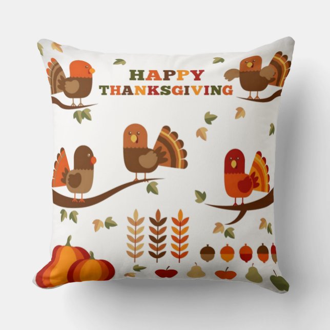 Happy thanksgiving Mönster Kudde (Framsida)