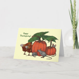 Happy thanksgiving! Möss, pumpor, kycklingar, Art Helgkort