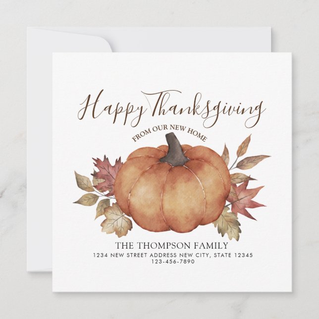 Happy thanksgiving New Home Pumpkin Flytta Meddelande (Framsida)