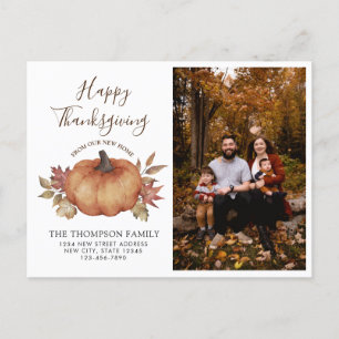 Happy thanksgiving New Home Pumpkin Flytta Photo Meddelande Vykort