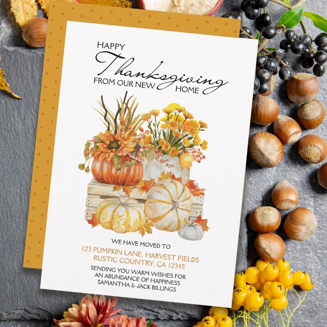 Happy thanksgiving New Home Pumpkin Harvest Flytta Meddelande (Skapare uppladdad)
