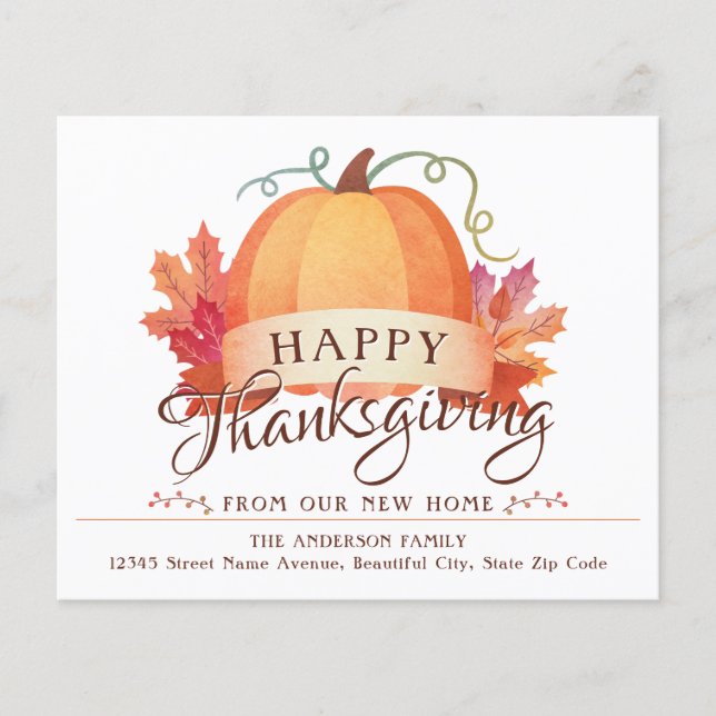 Happy thanksgiving Ny adress Home Pumpkin Flytta (Framsida)