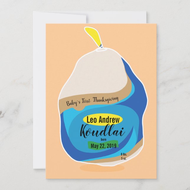 Happy thanksgiving Nyfödd bebis-kort för Turkiet Tack Kort (Framsida)