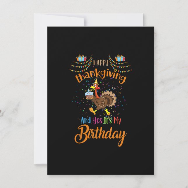 Happy thanksgiving och det är min födelsedag Turki Inbjudningar (Framsida)