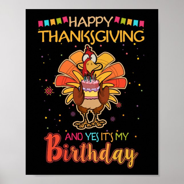 Happy thanksgiving och det är min födelsedag Turki Poster (Framsidan)