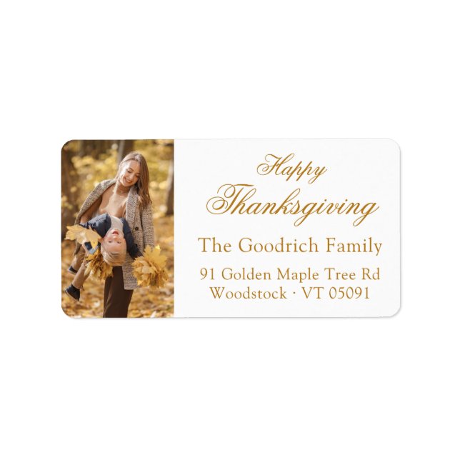 Happy thanksgiving Ochre Fall Photo Returadress Adressetikett (Framsidan)