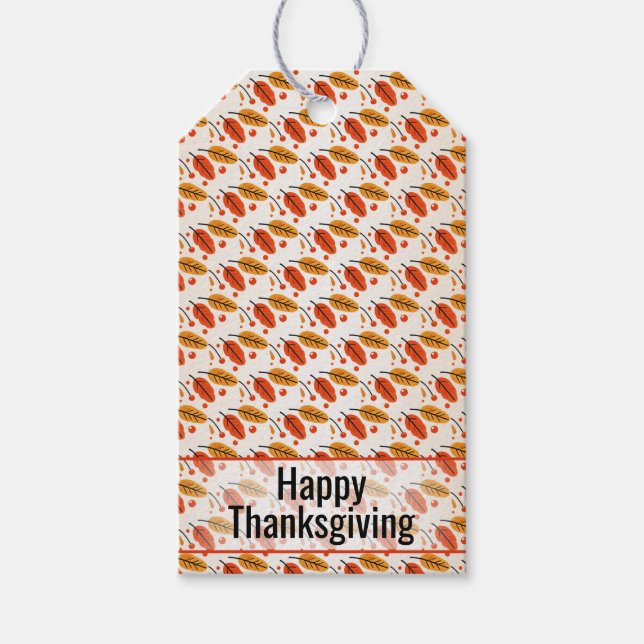 Happy thanksgiving Orange Gulten Höst löv Presentetikett (Framsidan)