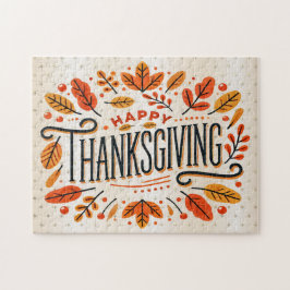 Happy thanksgiving Orange Gulten Höst löv Pussel
