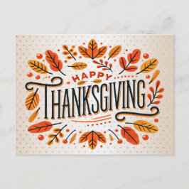 Happy thanksgiving Orange Gulten Höst löv Vykort
