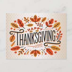 Happy thanksgiving Orange Gulten Höst löv Vykort
