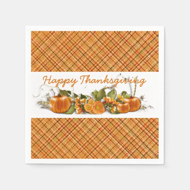 Happy thanksgiving Orange Play Napkins Pappersservett (Framsidan)