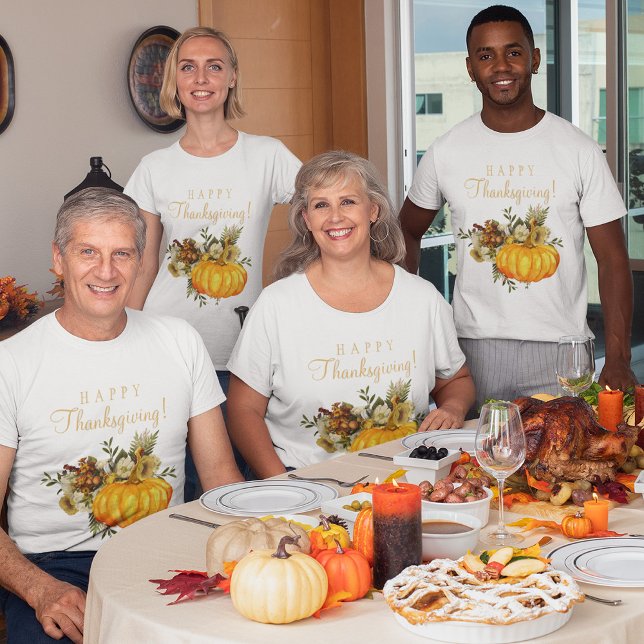 Happy thanksgiving orange-pumpblommigt t shirt (Skapare uppladdad)