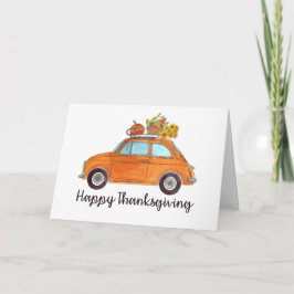 Happy thanksgiving Orange Retro Fiat 500 Kort
