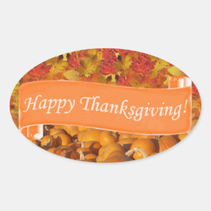 Happy thanksgiving ovalt klistermärke