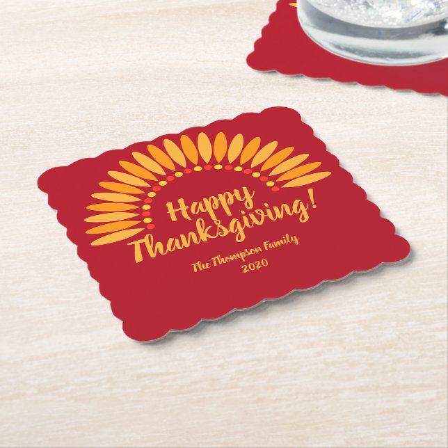 Happy thanksgiving  på Red Add Namn och Year Underlägg Papper (Vinklad)