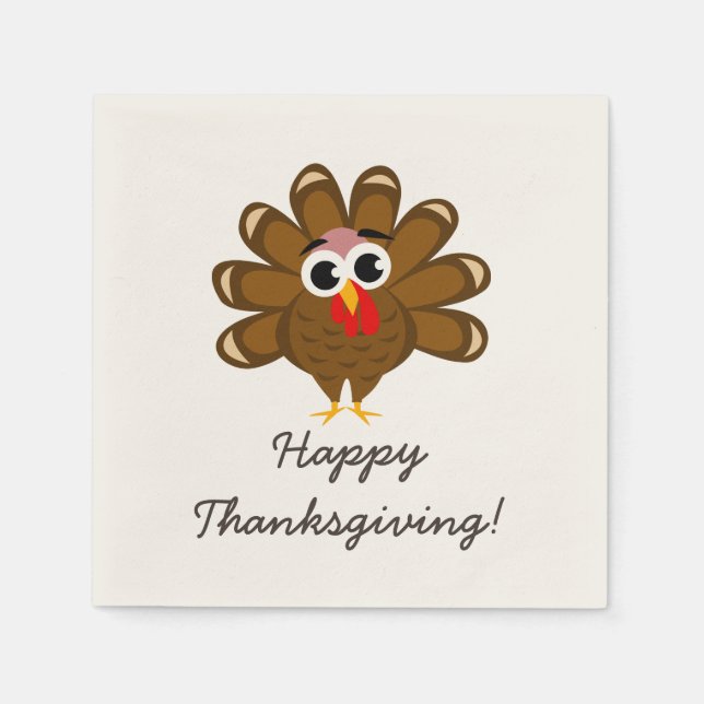 Happy thanksgiving party napkins med lustig kalkon pappersservett (Framsidan)