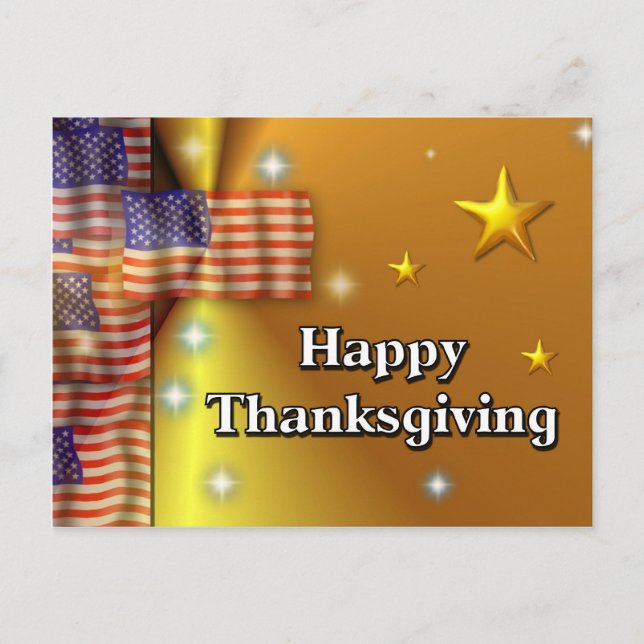 Happy thanksgiving Patriotic Helg Vykort (Framsida)
