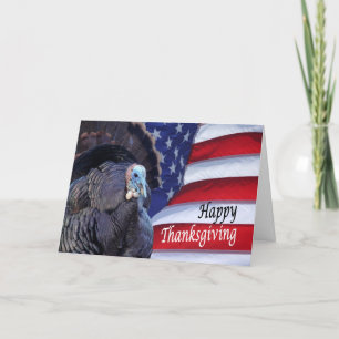 Happy thanksgiving patriotisk kalkon som viftar Am Helgkort
