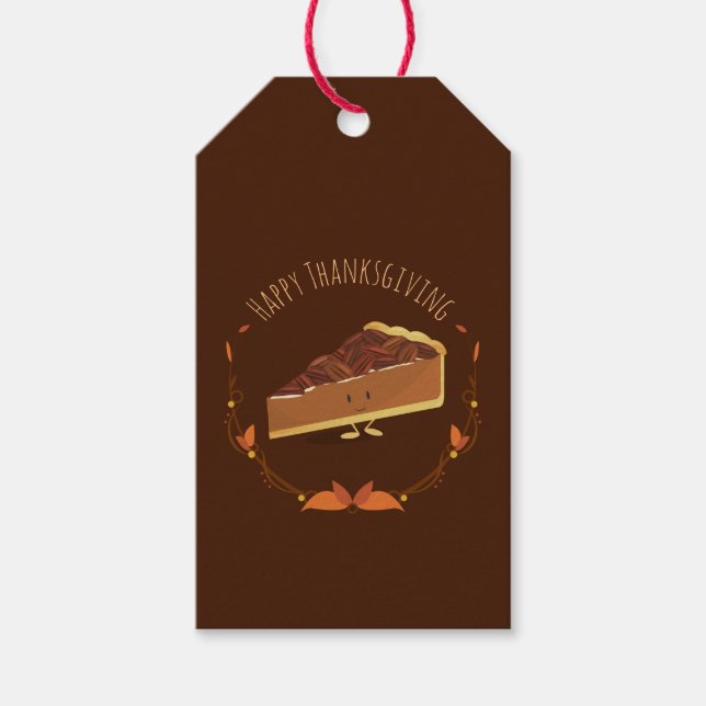 Happy thanksgiving Pecan Paj Slice | Märkre av gåv Presentetikett (Framsidan)