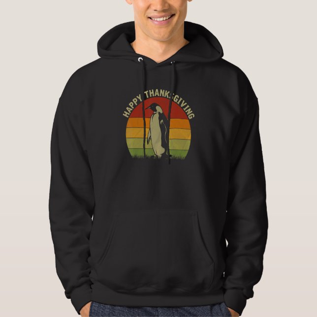 Happy Thanksgiving Penguin  Cute Thanksgiving Cost Hoodie (Framsida)