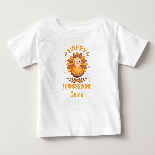 Happy thanksgiving Personlig Baby T-Shirt (Framsida)