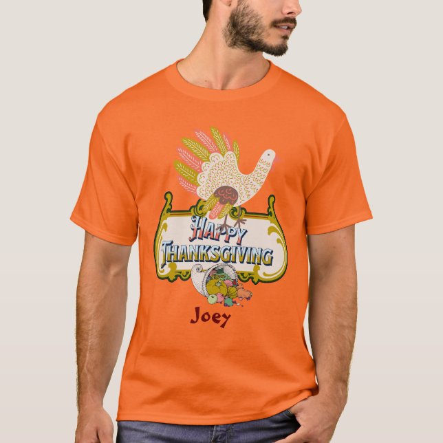 Happy thanksgiving, personlig namn t shirt (Framsida)