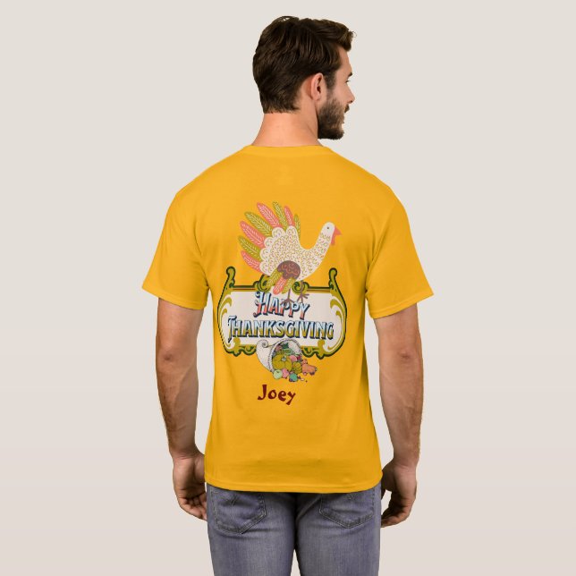 Happy thanksgiving, personlig namn t shirt (Hel baksida)