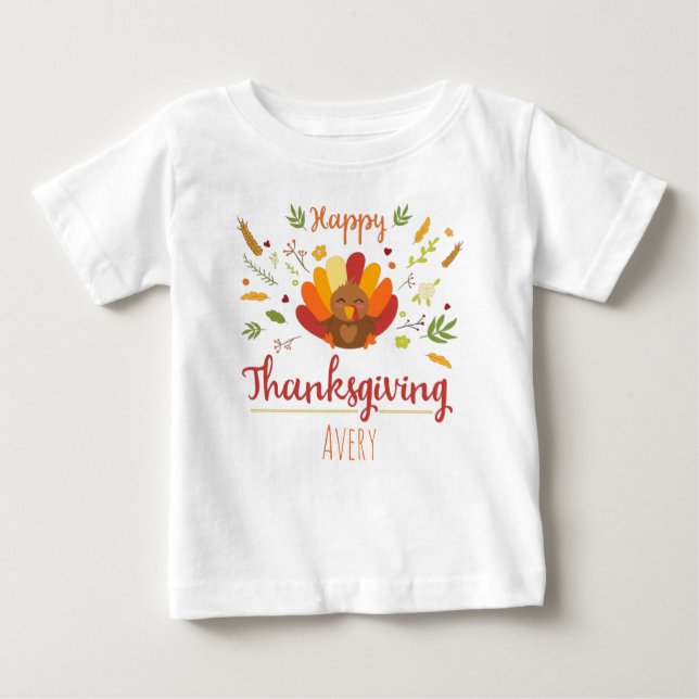 Happy thanksgiving Personlig namn T Shirt (Framsida)