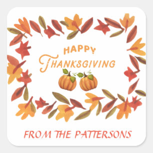 HAPPY THANKSGIVING PERSONLIG Sticker Fyrkantigt Klistermärke