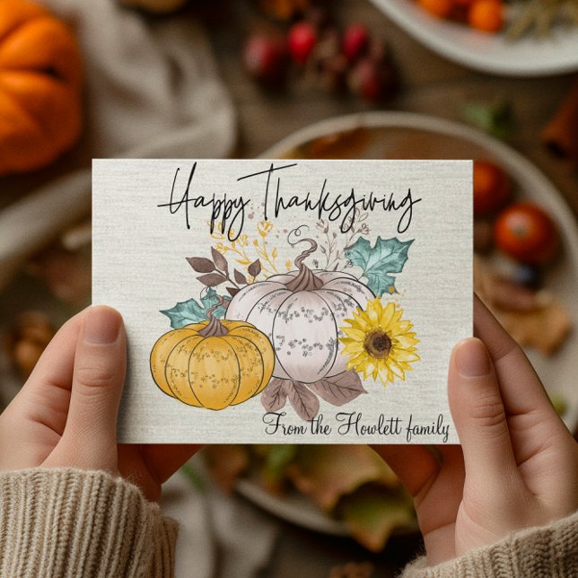 Happy thanksgiving Personlig Watercolor Pumpkin Vykort (Skapare uppladdad)