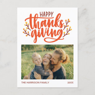 Happy thanksgiving Photo, vackert Calligraphy Vykort