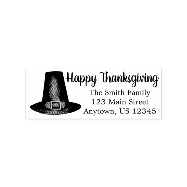 Happy thanksgiving Pilgrim Puritan Hat Adress Stämpel (Tryck)