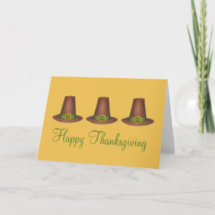 Happy thanksgiving Pilgrim Puritan Hat Turkiet-dag Helgkort