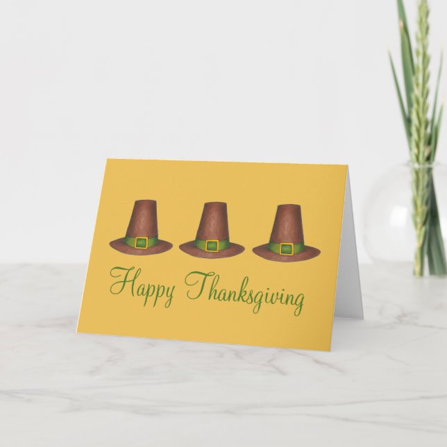 Happy thanksgiving Pilgrim Puritan Hat Turkiet-dag Helgkort (Framsida)